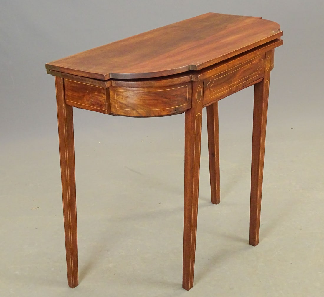 19th c. Hepplewhite Inlaid Card Table (1 of 6)