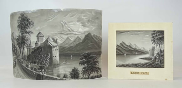 Two 19th c. Sandpaper Drawings