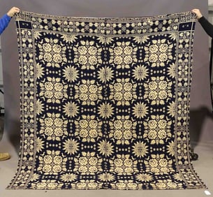 19th c. Signed Coverlet