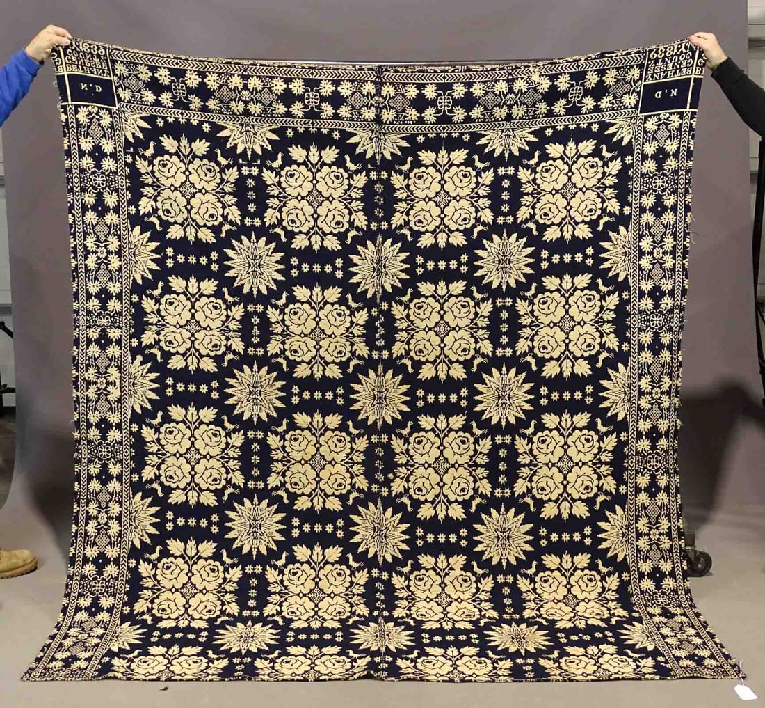 19th c. Signed Coverlet (1 of 4)