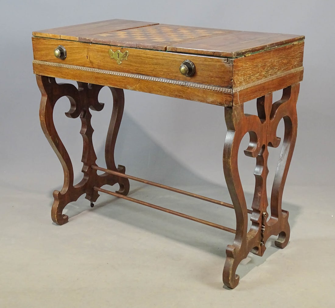 19th c. Rosewood Game Table (1 of 10)