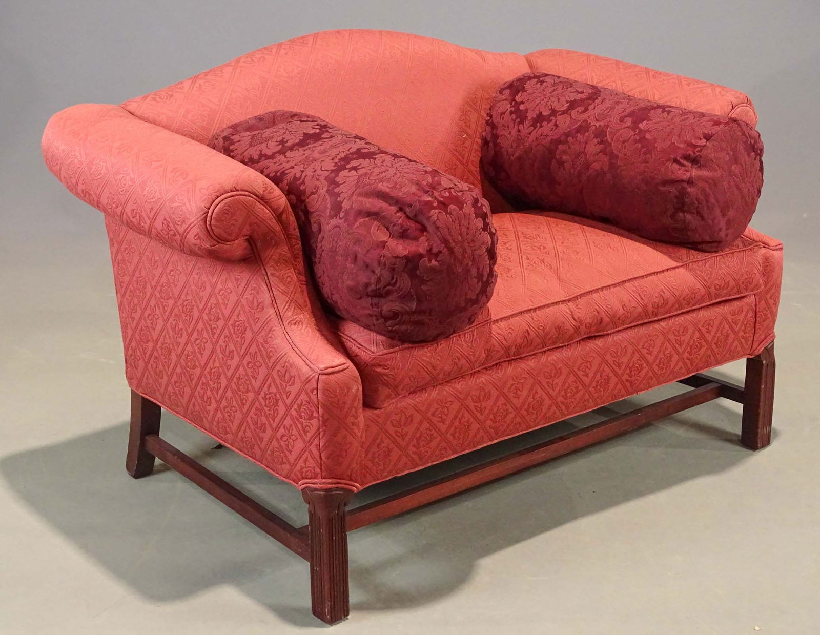 Upholstered Settee: Hunt Galleries upholstered settee. 56" x 30" x 33" Ht..