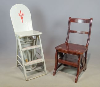 Two Folding Ladder Stools