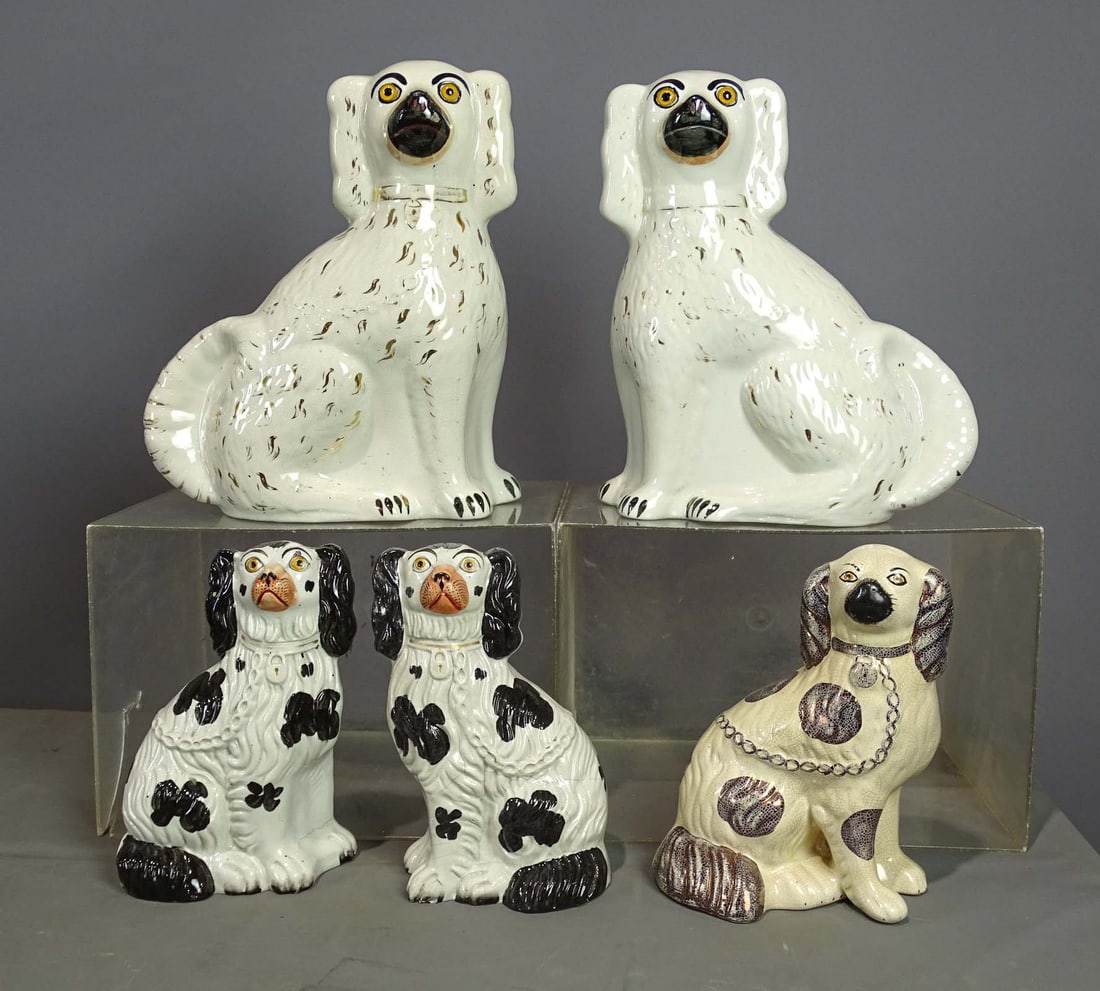 Pair 19th c. Staffordshire Spaniels (1 of 19)