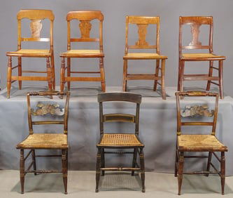 Set of (4) 19th c. Figured Maple Chairs