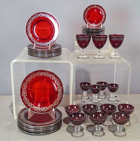 Cranberry Glass with Silver Overlay
