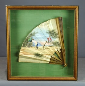 Antique Painted Bird Fan