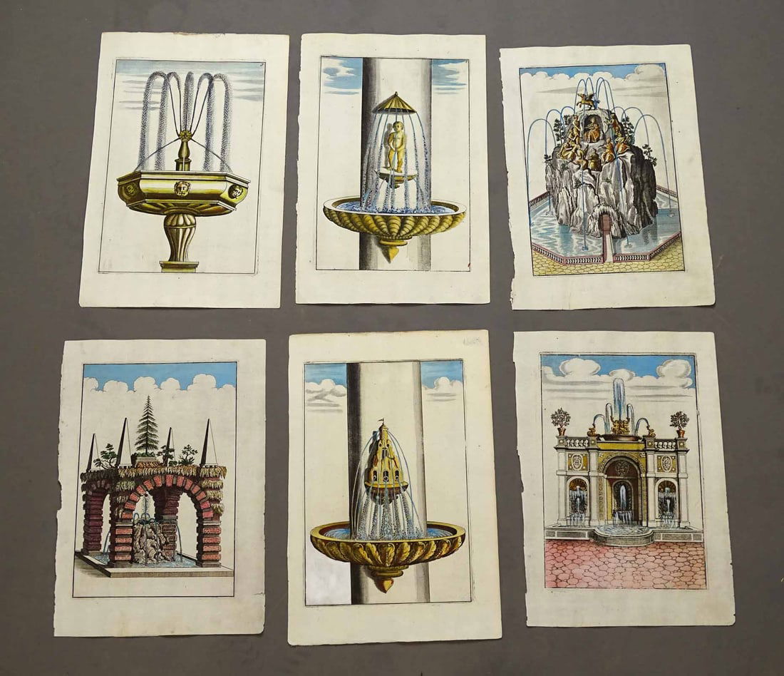 Architectural Fountain Antique Print Set (6) (1 of 7)