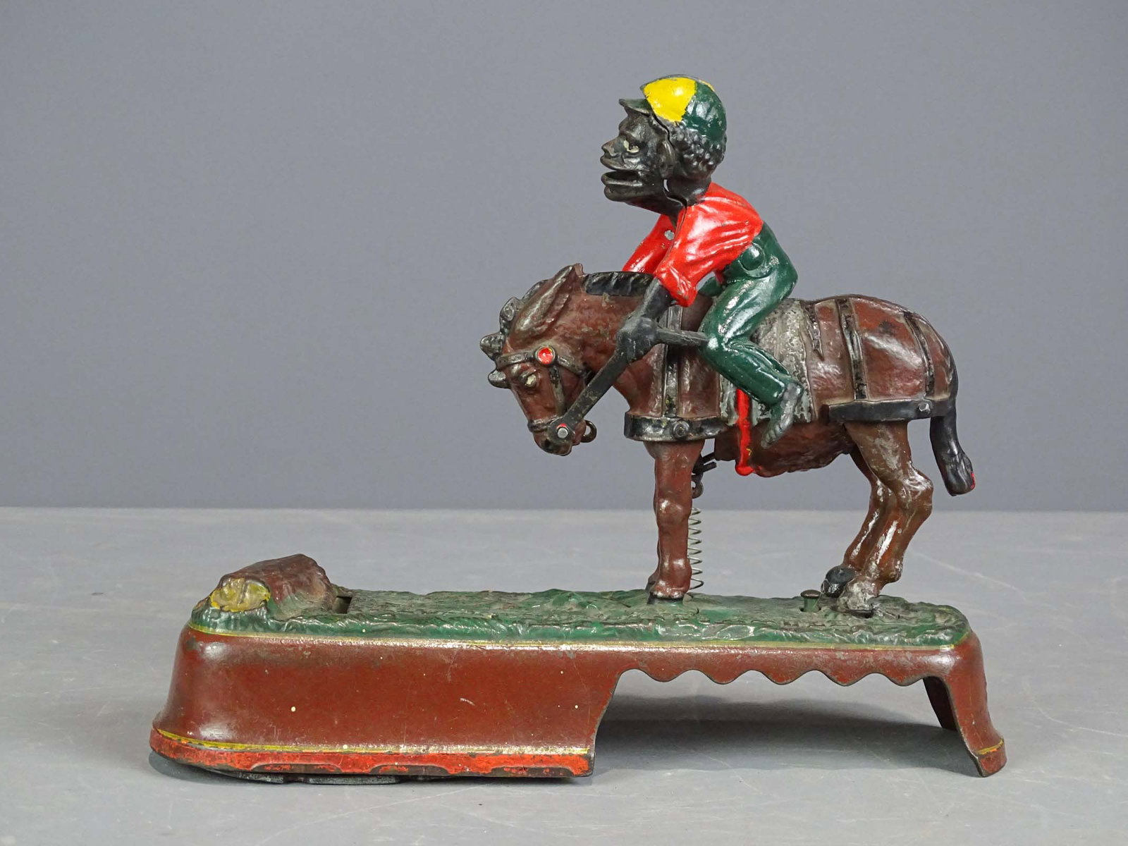 Mechanical Bank: Cast iron mechanical bank "ALWAYS DID 'SPISE A MULE".