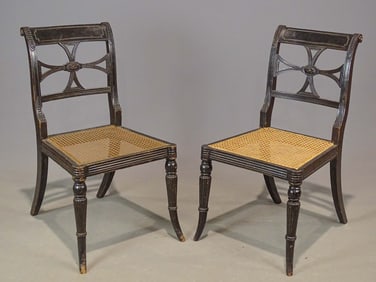 Pair 19th c. Cane Seat Regency Chairs
