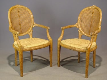 Pair Carved Decorative Armchairs