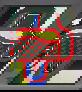Jean Dewasne (1921-1999): Jean Deswasne (1921-1999), Untitled, silkscreen, 25" x 30", overall 33" x 27".