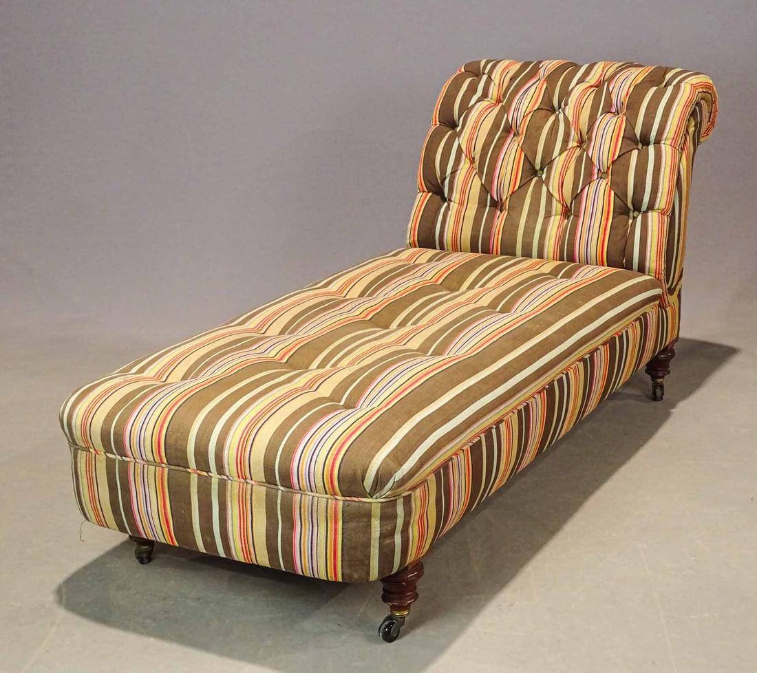 19th c. Upholstered Chaise: 19th c. upholstered chaise. 66" x 27" x 32".