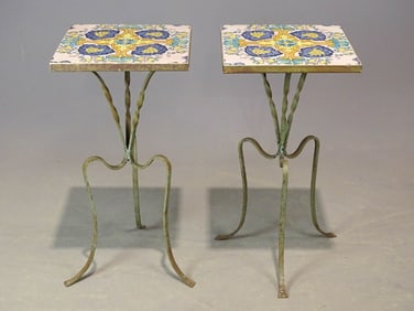 Pair Tile Top Patio Tables