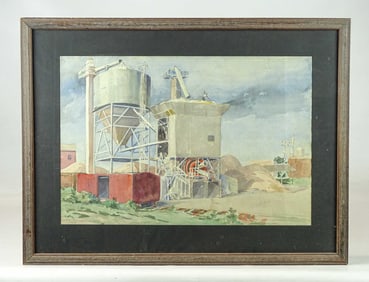 Watercolor of Industrial Landscape