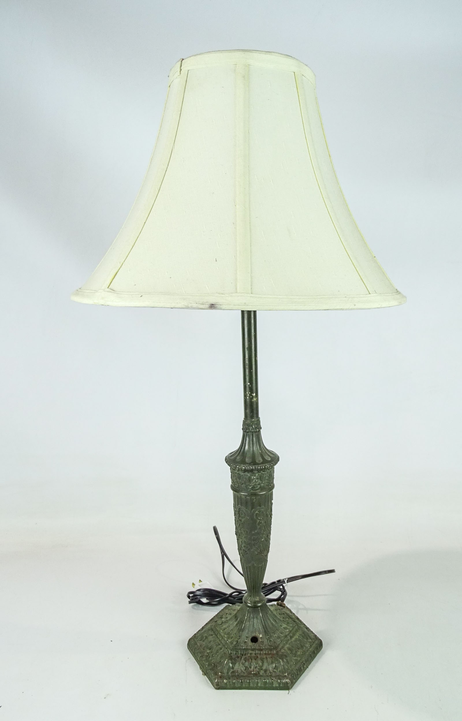 Table Lamp: Early 20th Century cast metal table lamp. 28" Ht..