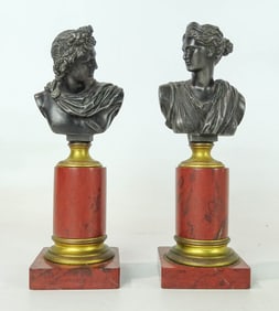 Pair Marble and Bronze Sculptures