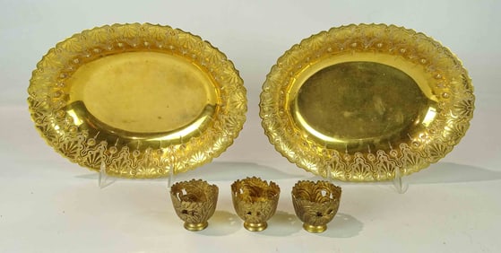 Pair of Gilt Brass Trays
