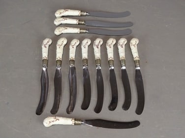 Set of English Porcelain Table Knives
