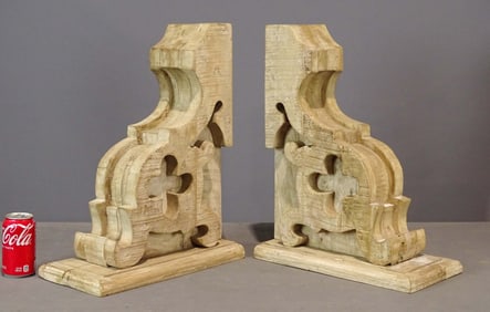 Wooden Architectural Bracket Shelf Pair