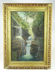 Painting: Adirondack Waterfall Signed Gabriel