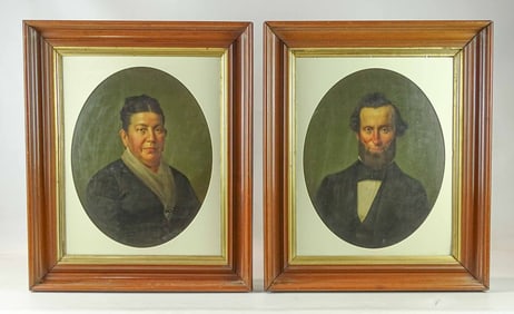 Pair 19th c. Ancestral Portraits