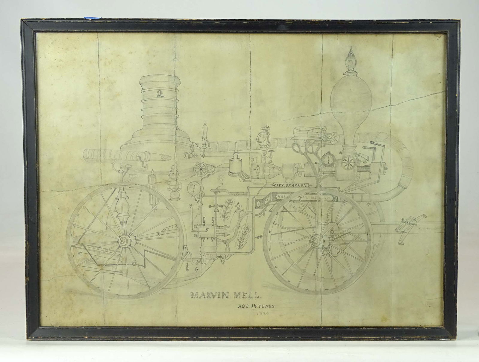 Early Drawing of a Fire Pumper (1 of 6)