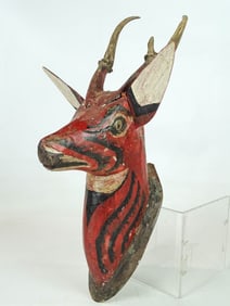 Folk Art Carved Deer Head
