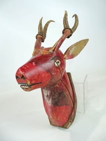 Folk Art Carved Deer Head