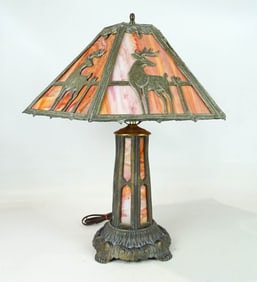 Slag Glass Table Lamp