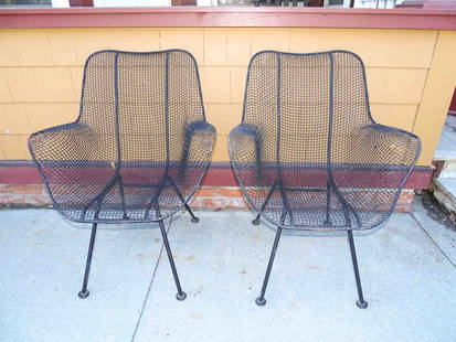Russell Woodard Armchairs: Pair of Russell Woodard sculptural arm chairs.