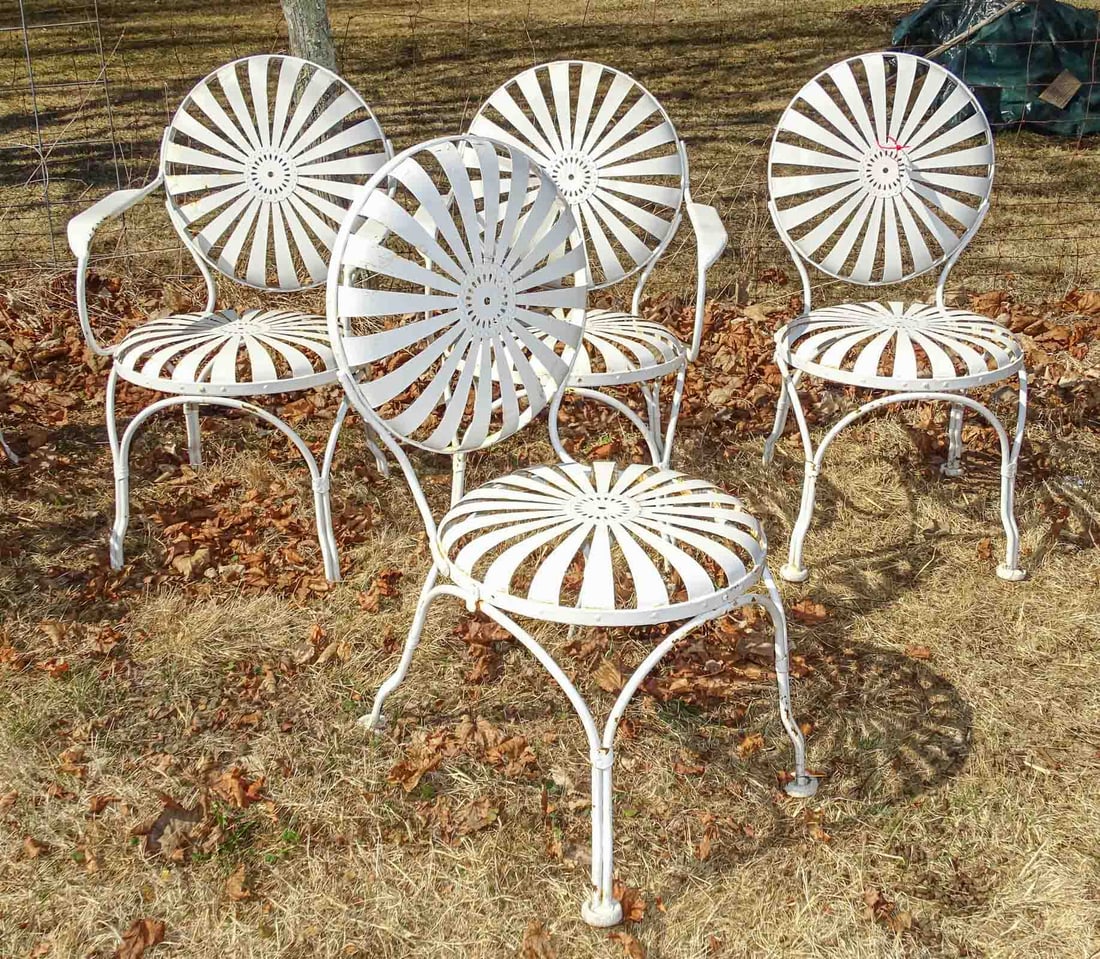 Francois Carre Style Furniture: Set of 4 sunburst style of Francois Carre chairs.
