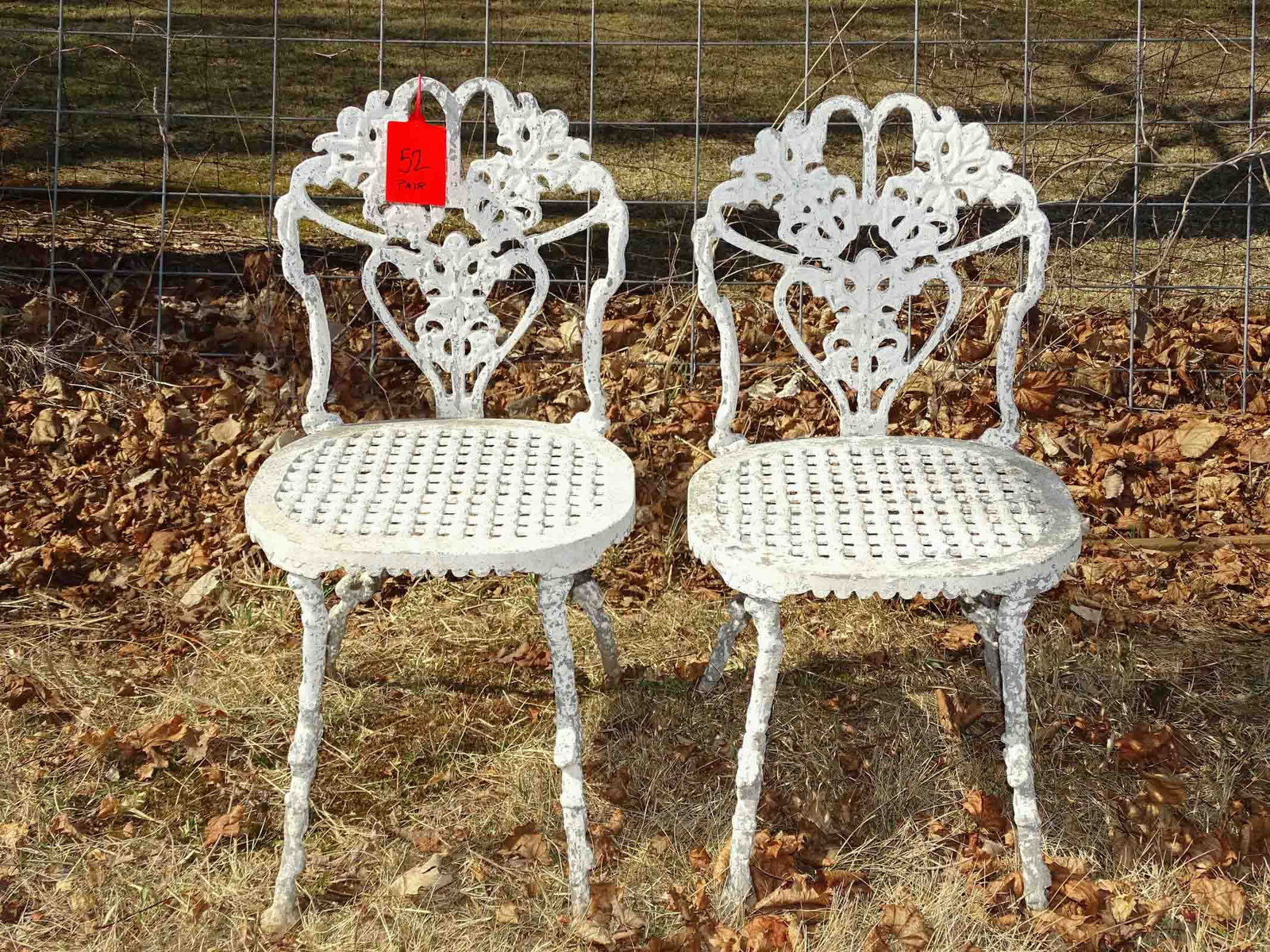 Aluminum Patio Chairs: Pair of aluminum patio chairs.