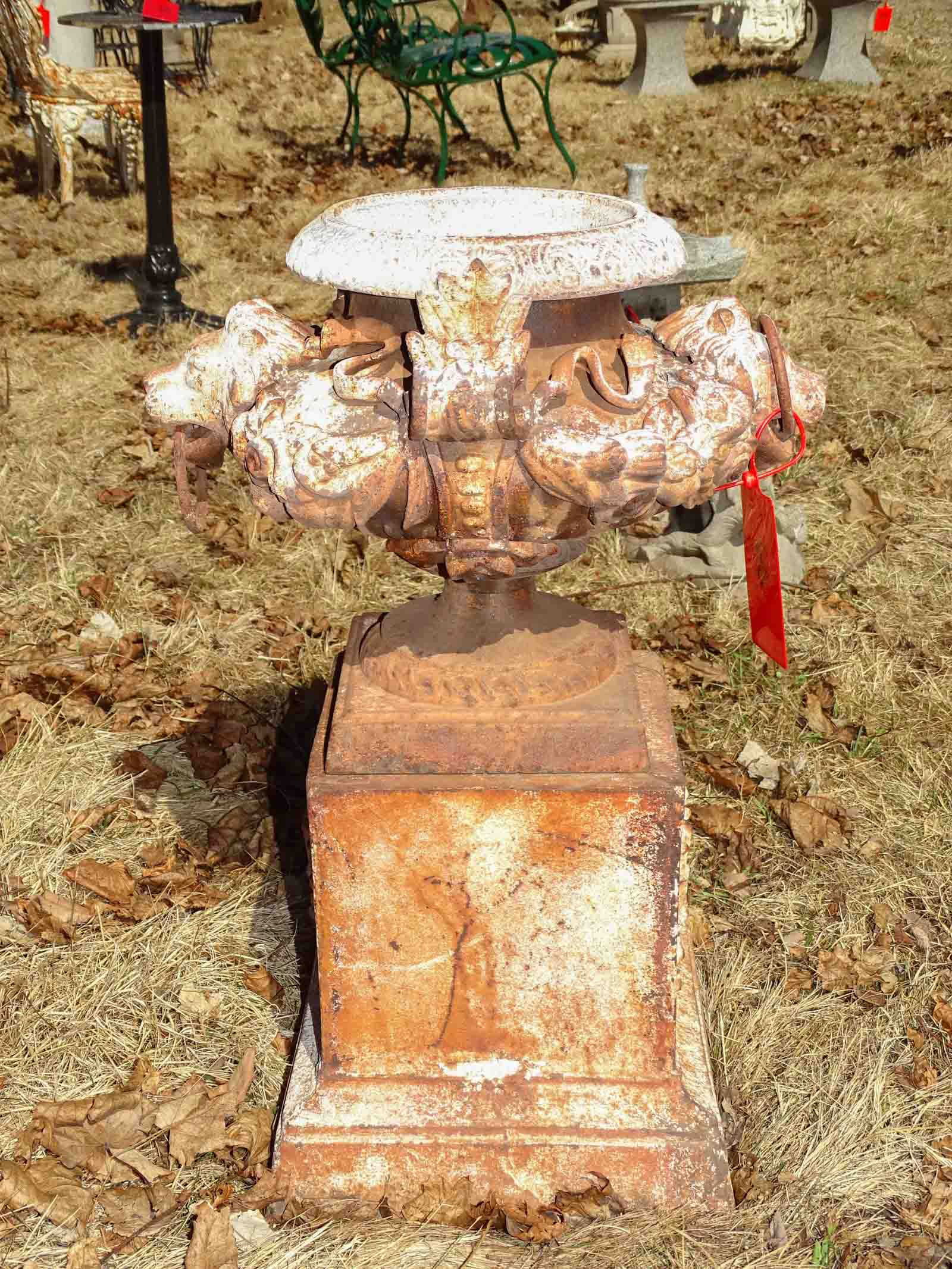 Urn: Urn on stand. 24" ht, 8" diameter.