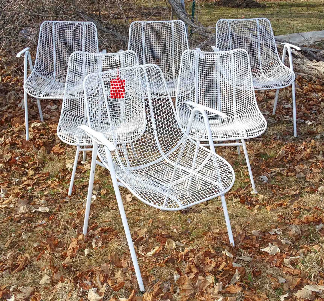 Wire Chairs: Set of 6 Woodard "sculptura" wire chairs.