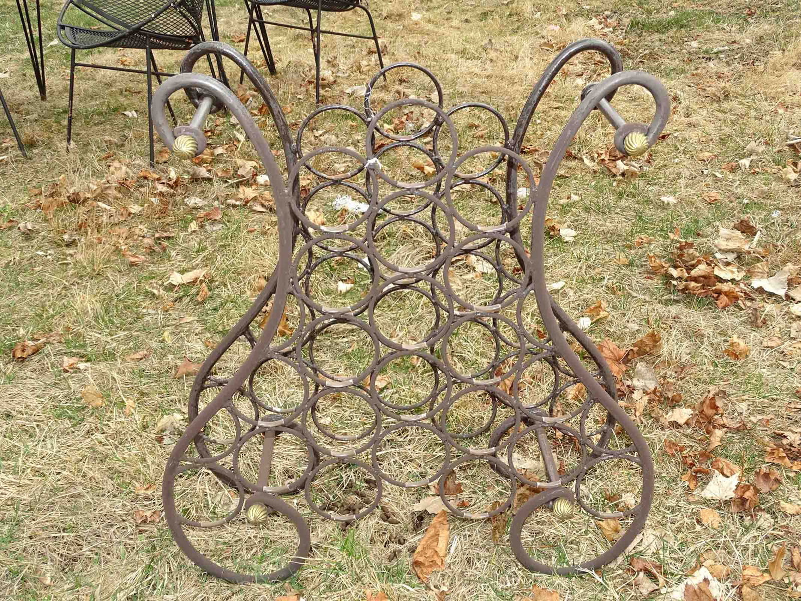 Wine Rack: Metal wine rack. 29" ht..