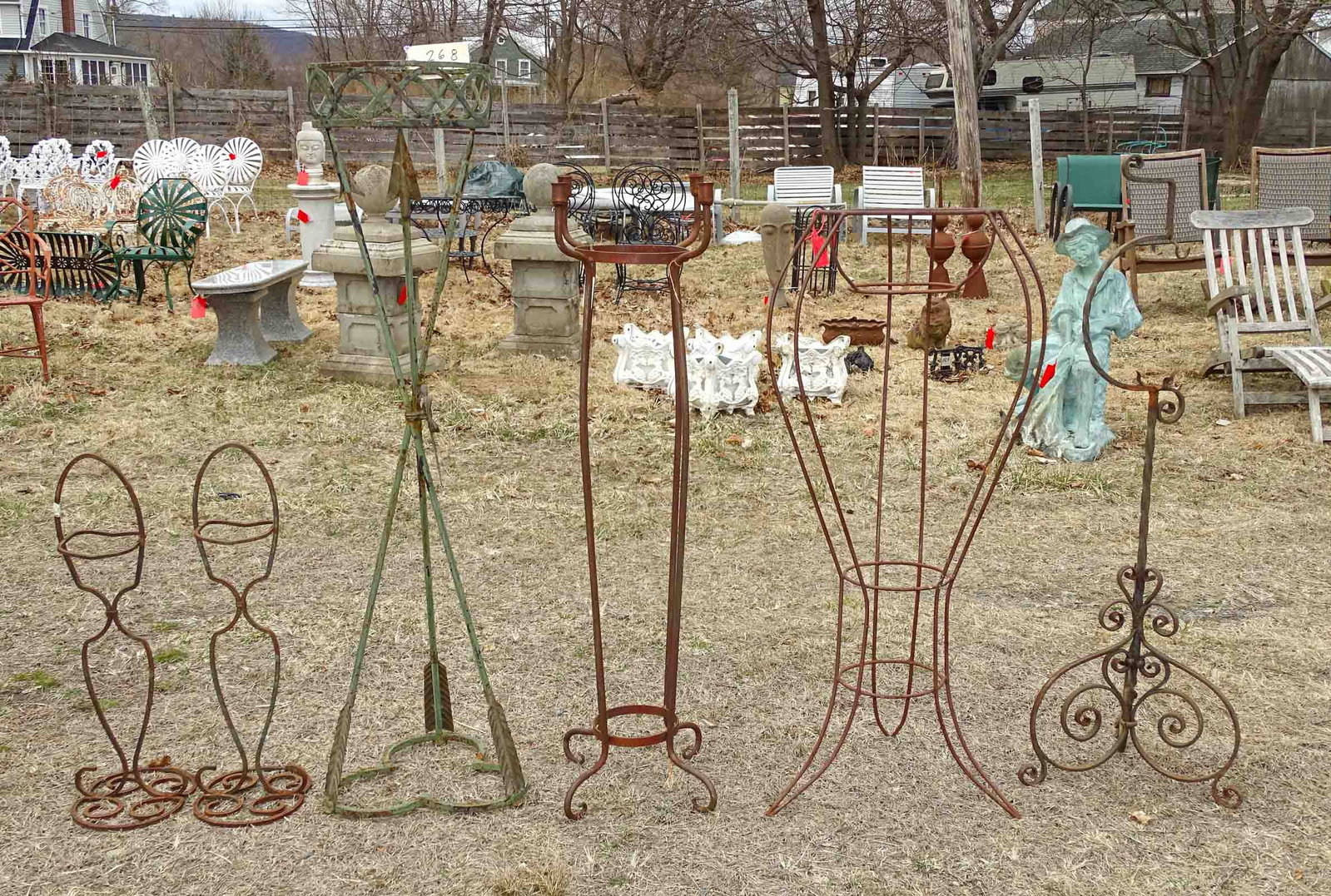 Plant Stands: Lot of 6 metal plant stands. Tallest 54".