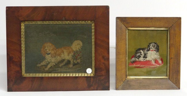 Needlework Lot: Lot two early dog needleworks.