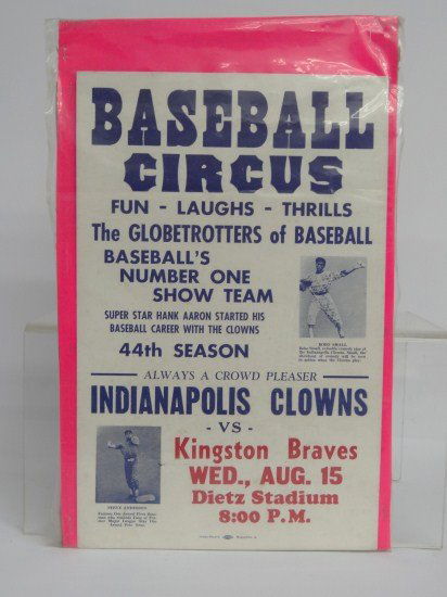 Baseball Poster: Negro League, "Indianapolis Clowns" vintage poster. 17" x 11".