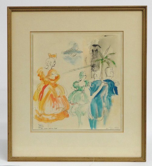 Watercolor Bertram A. Goodman: Watercolor "NBC Opera...." signed "Bertram Goodman" (N.Y. 1904-1988). Sight 11 1/2" x 10 1/2".