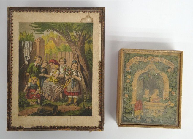 Children's Toys: Lot early children's puzzle and block sets (paper litho). Ex: Guennol Collection.