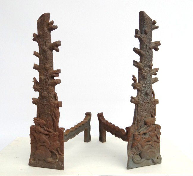 Rustic Andirons: Pair rustic andirons. 22" Ht.