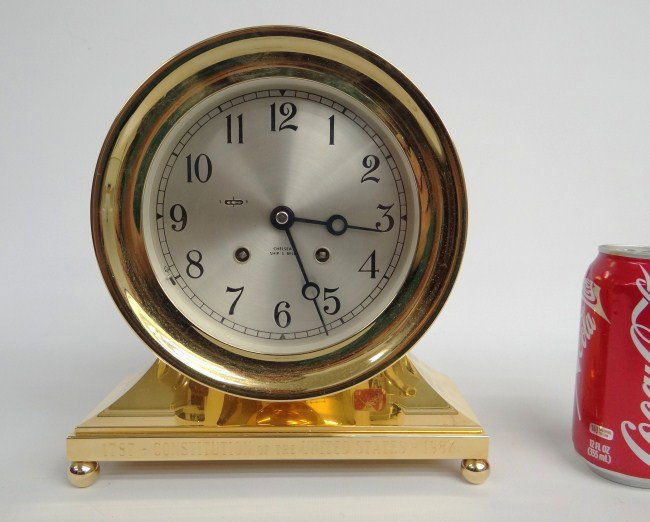 Chelsea Ship's Bell Clock: Brass Chelsea Ship's bell clock marked. Marked "1787 Constitution Of The United States 1987". 9 1/2" Ht.