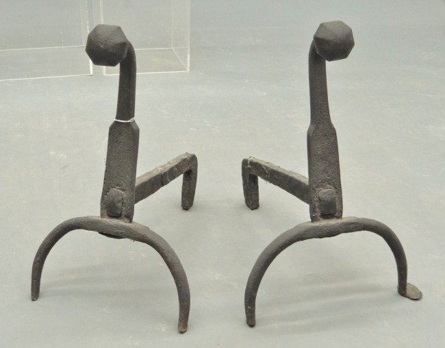 Andirons: Pair 19th c. andirons. 17 1/2" Ht.