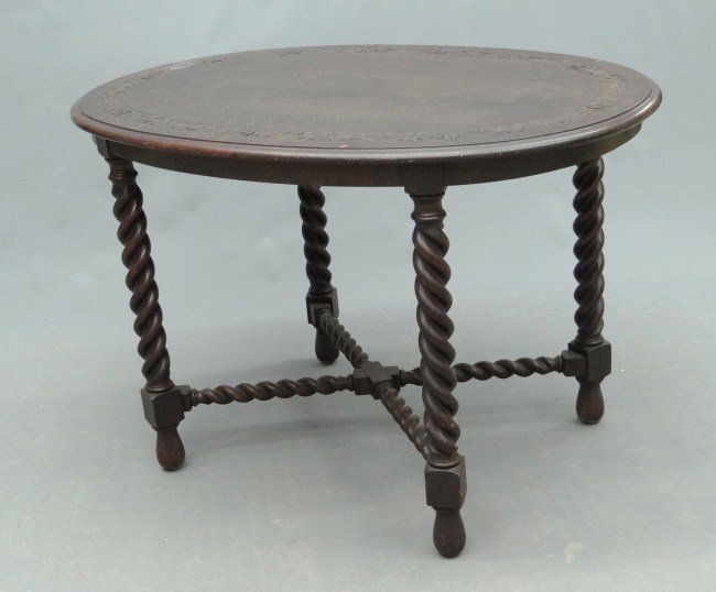 Oak Table: Oak carved table. Top loose.