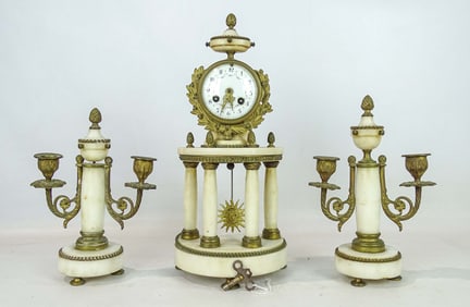 19th c. French Empire Clock Set
