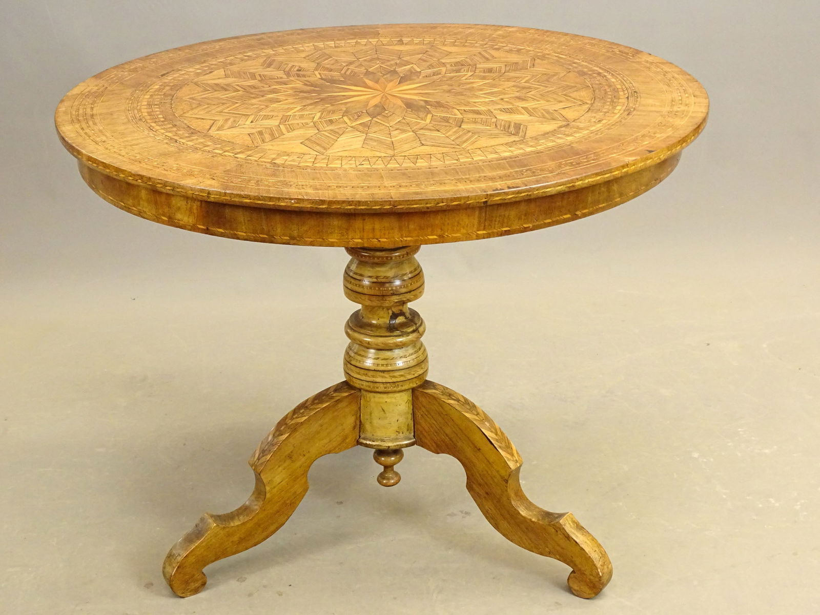 19th c. Inlaid Center Table (1 of 8)
