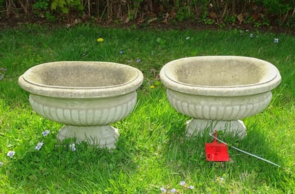 Pair Poured Stone Planters