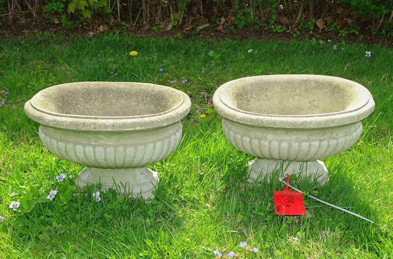 Pair Poured Stone Planters (1 of 3)