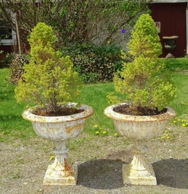 Pair Cast Metal Planters